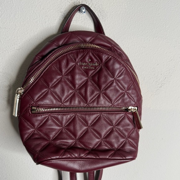 Kate Spade New York Burgandy Briar Lane Quilted Mini Convertible Backpack - Picture 4 of 6